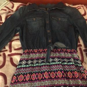 a kids medium denim dress.